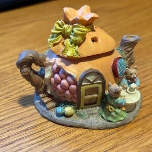 Miniature Ceramic Orange Bear Teapot Figurine